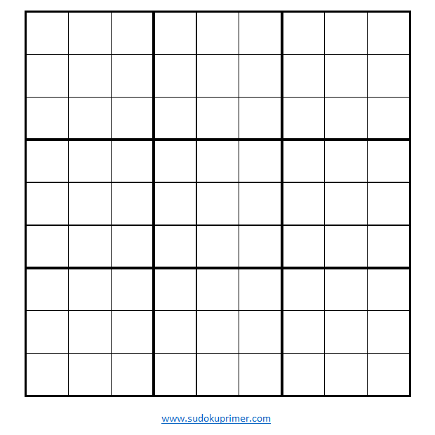 Blank sudoku grid in Excel format